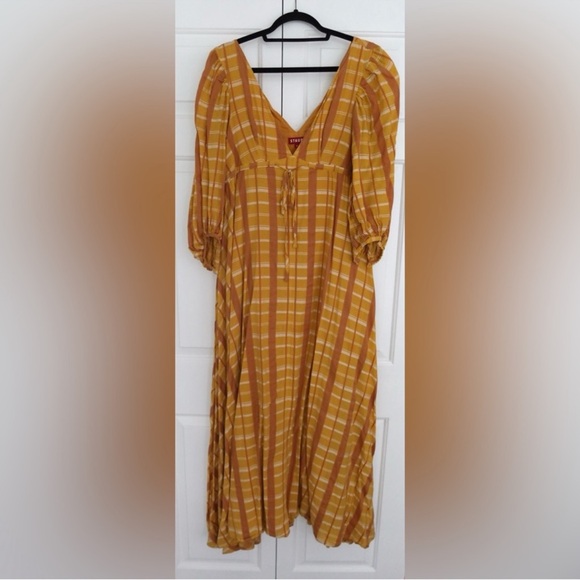 STAUD Yellow Plaid Maxi Dress - Picture 4 of 8